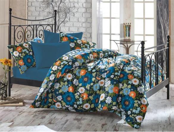 Комплект постельного белья Majoli Botanical Blue, сатин