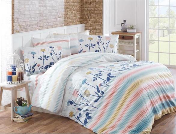 Комплект постельного белья Majoli Green House Blue Ranforce