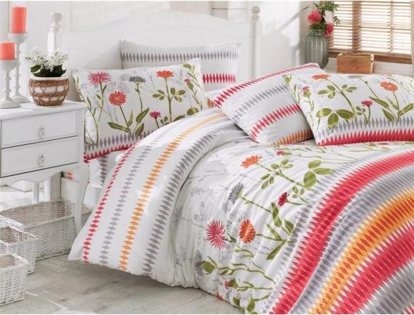 Комплект постельного белья Majoli Green House Red Ranforce