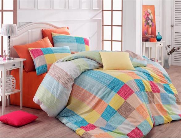 Комплект постельного белья Majoli Karo Ranforce