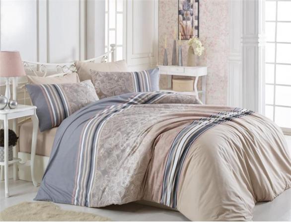 Комплект постельного белья Majoli Rasti Brown Ranforce