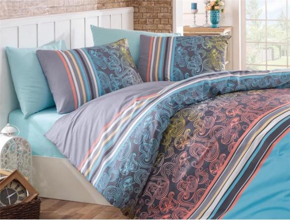 Комплект постельного белья Majoli Rasti Turkuaz Ranforce
