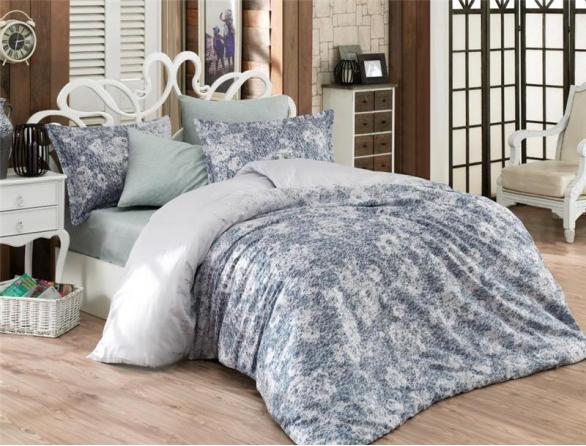 Комплект постельного белья Majoli Tyler Blue, сатин